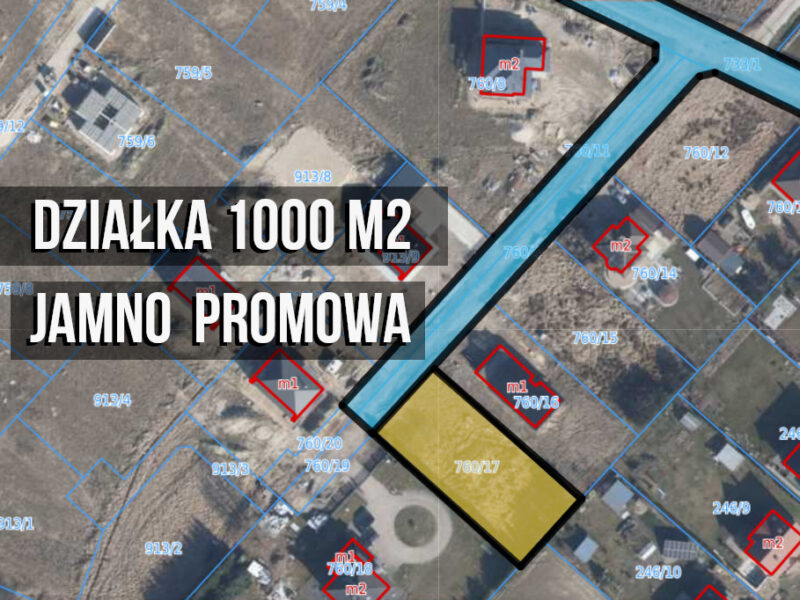 Działka budowlana Jamno ul. Promowa 1000 m2 (woda, gaz, prąd)